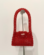 BEADED BAG - DARK RED
