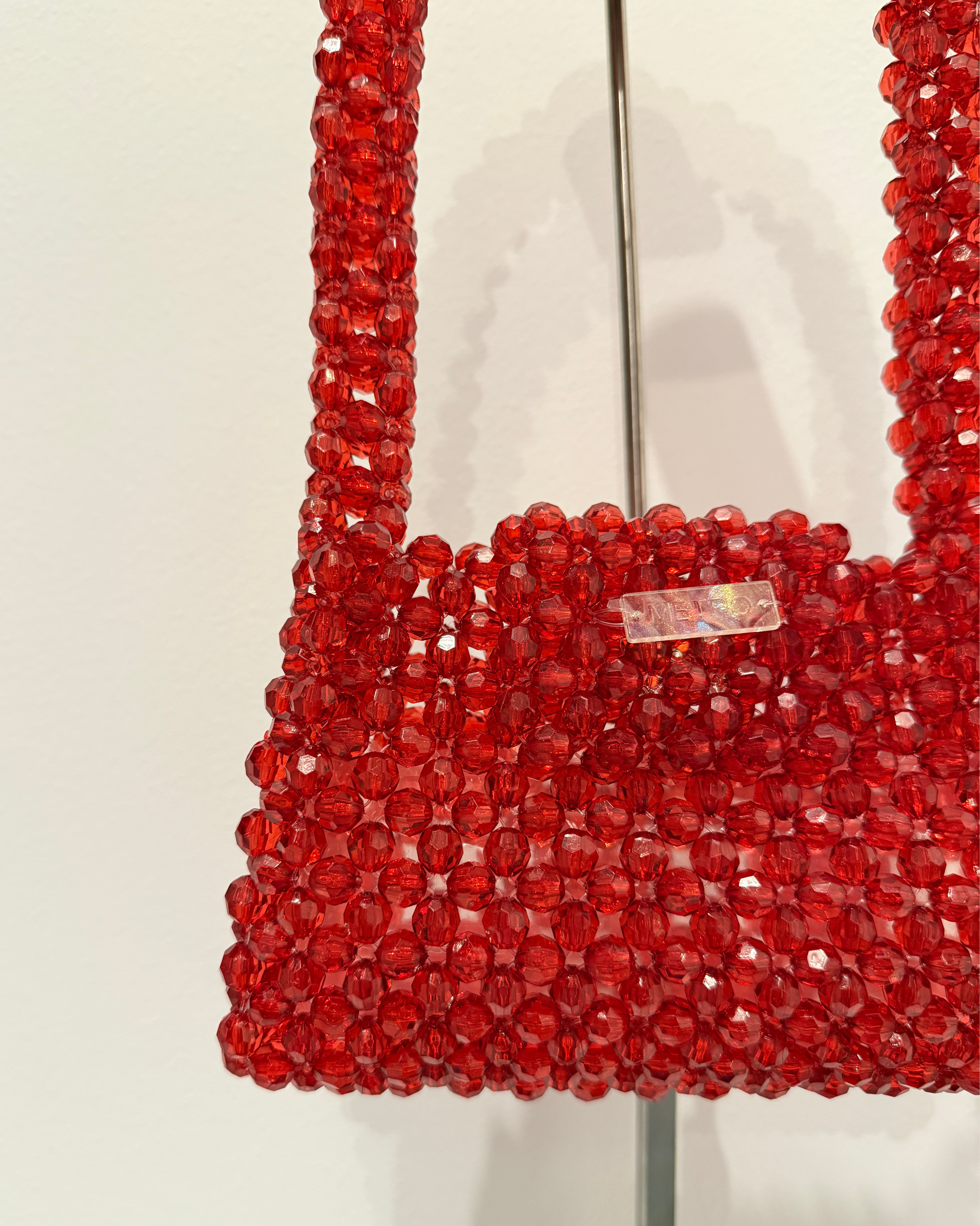 BEADED BAG - DARK RED
