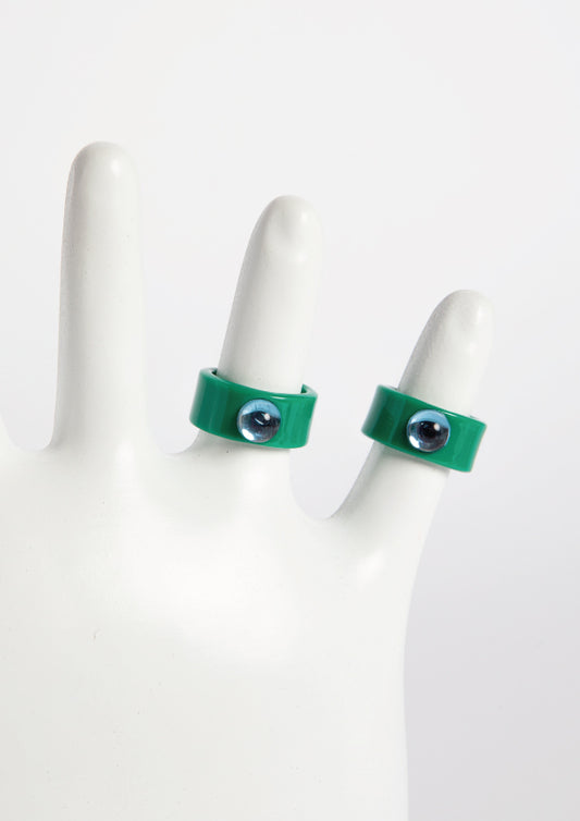 HALF STONE RING - GREEN