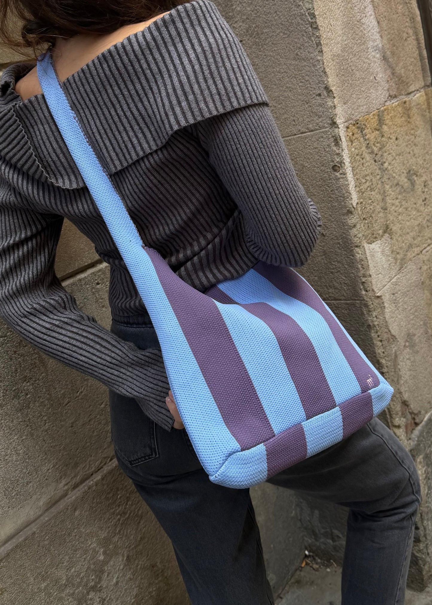 STRIPED SHOULDER BAG - LAVANDER & PURPLE