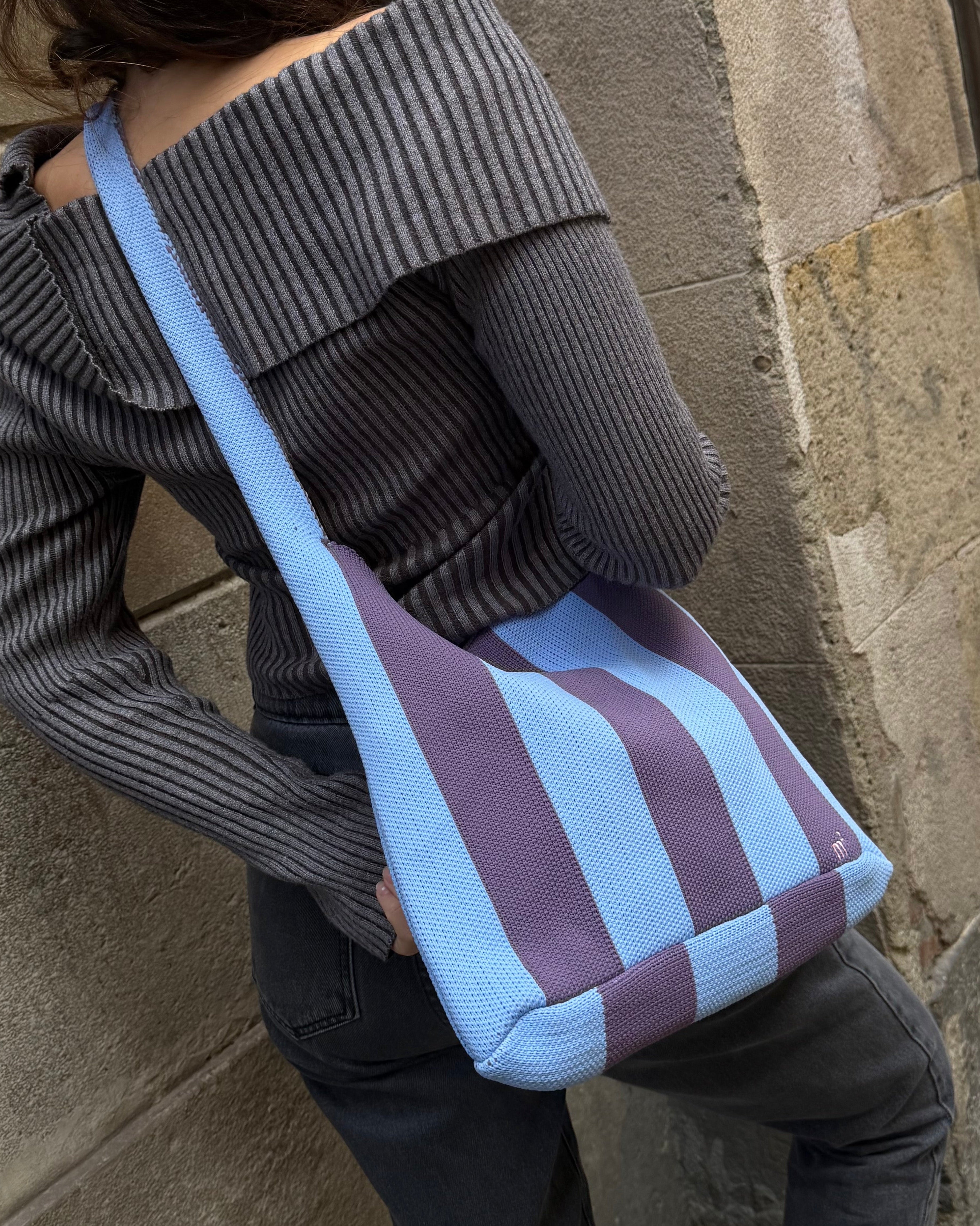 STRIPED SHOULDER BAG - LAVANDER & PURPLE