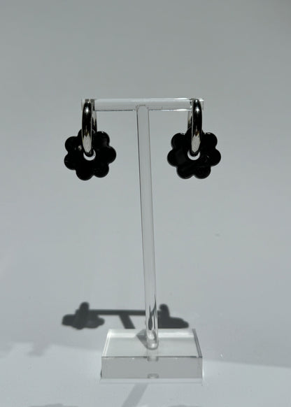 DAISY FLOWERS EARRINGS - BLACK
