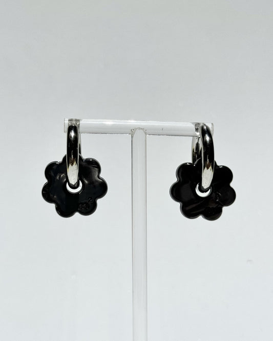 DAISY FLOWERS EARRINGS - BLACK