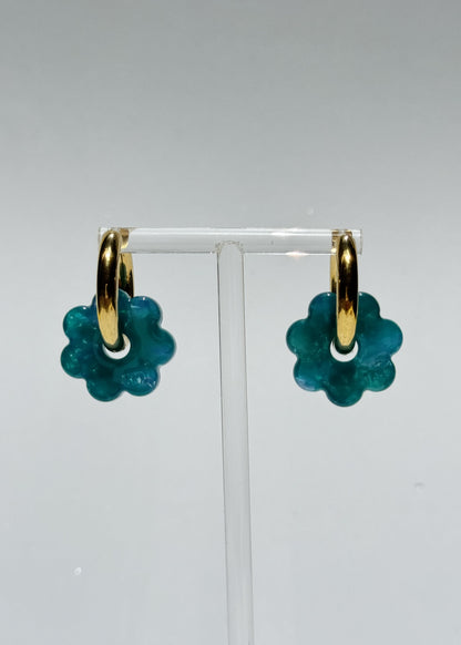 DAISY FLOWERS EARRINGS - TURQUOISE
