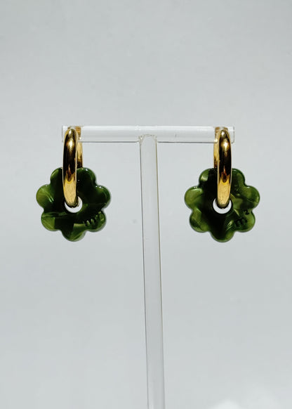 DAISY FLOWERS EARRINGS - GREEN