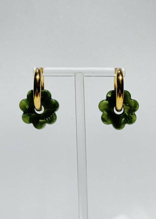 DAISY FLOWERS EARRINGS - GREEN