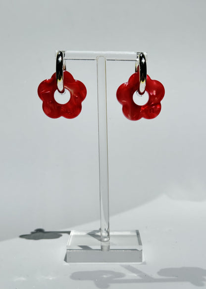 FLOWERS EARRINGS - BRIGHT RED