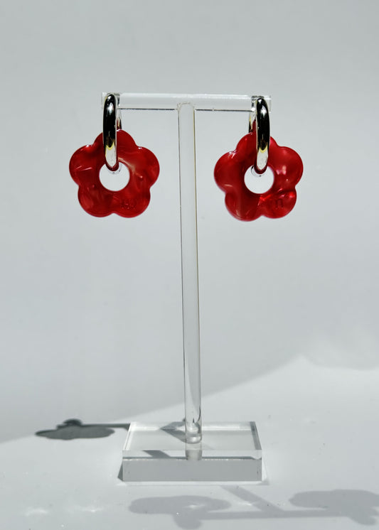 FLOWERS EARRINGS - BRIGHT RED