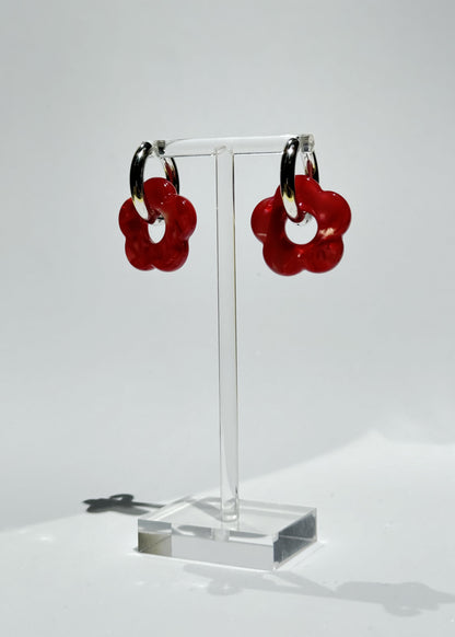 FLOWERS EARRINGS - BRIGHT RED