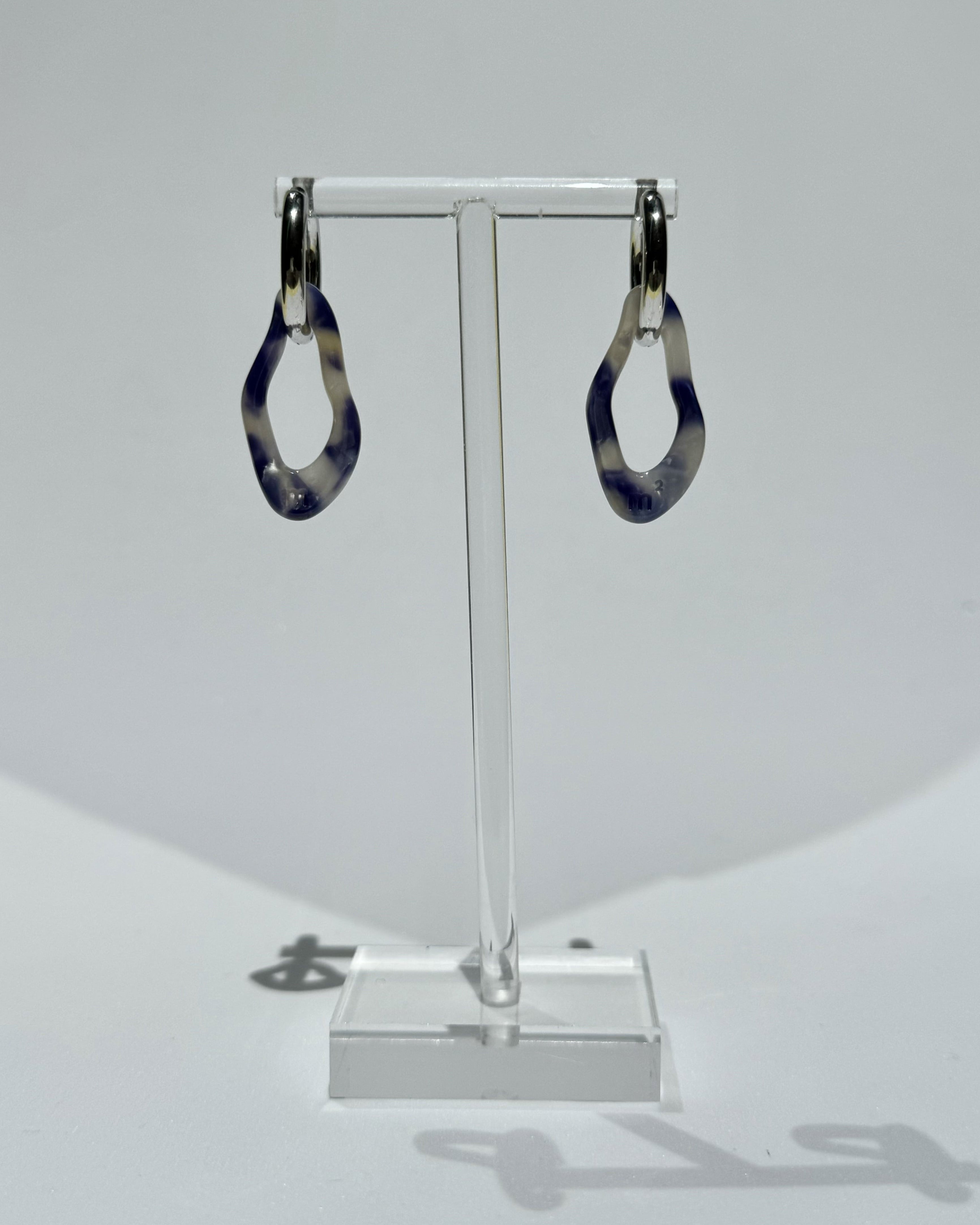 ORGANIC EARRING - MARBLED BLUE