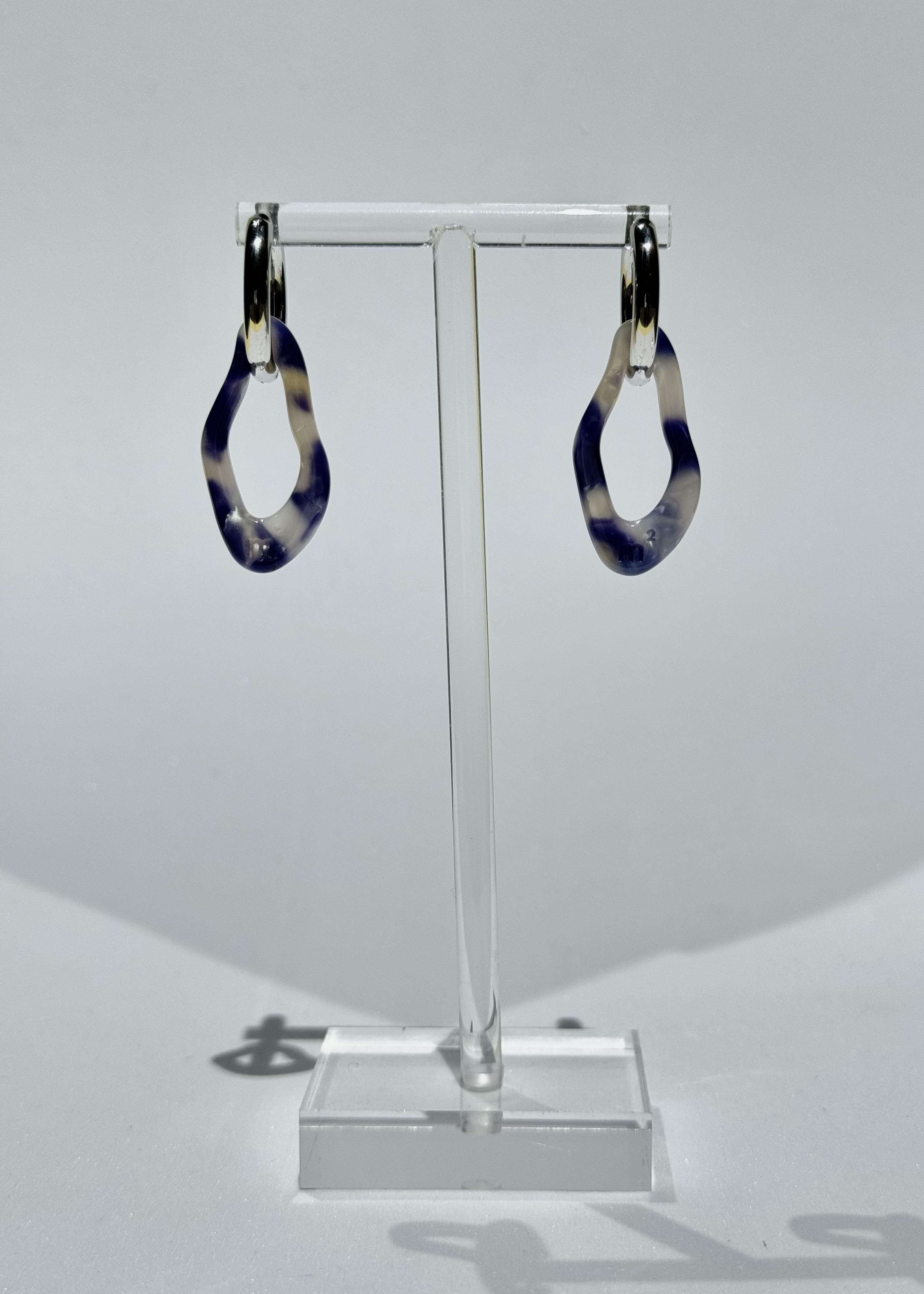 ORGANIC EARRING - MARBLED BLUE