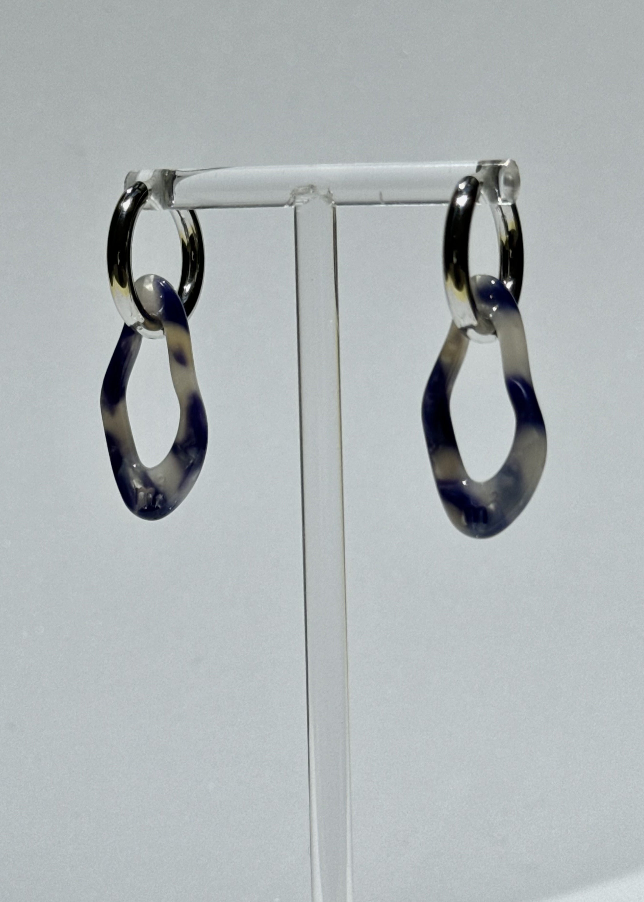 ORGANIC EARRING - MARBLED BLUE