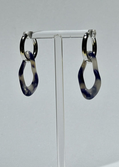 ORGANIC EARRING - MARBLED BLUE
