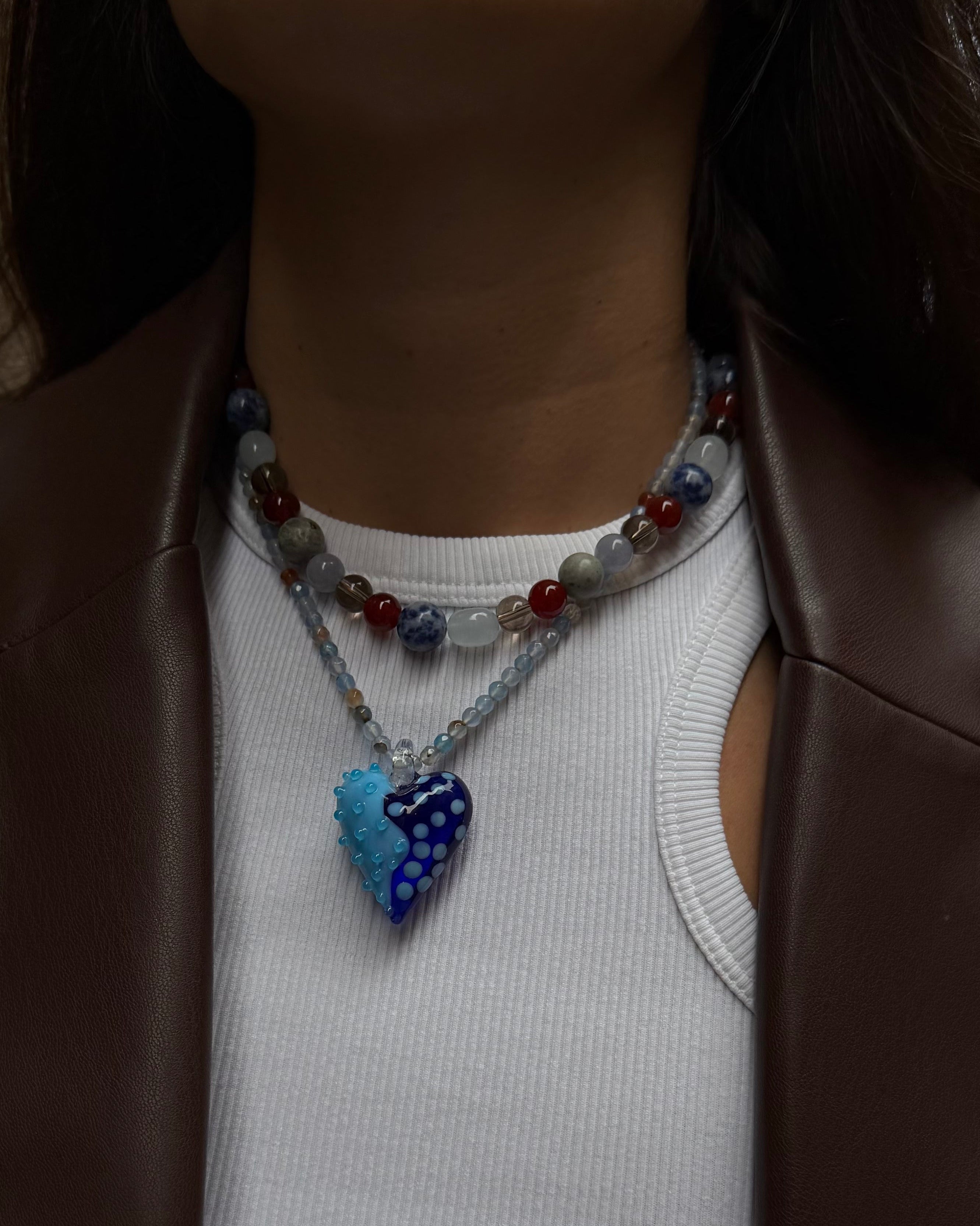 NATURAL STONES NECKLACE - LIGHT BLUE