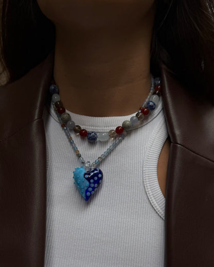 NATURAL STONES NECKLACE - LIGHT BLUE