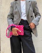 BEADED BAG - FUCHSIA&RED