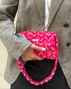 BEADED BAG - FUCHSIA&RED