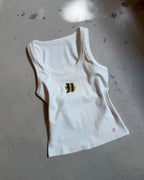 EMBROIDERED TANK TOP - BLUE TROPICAL FISH