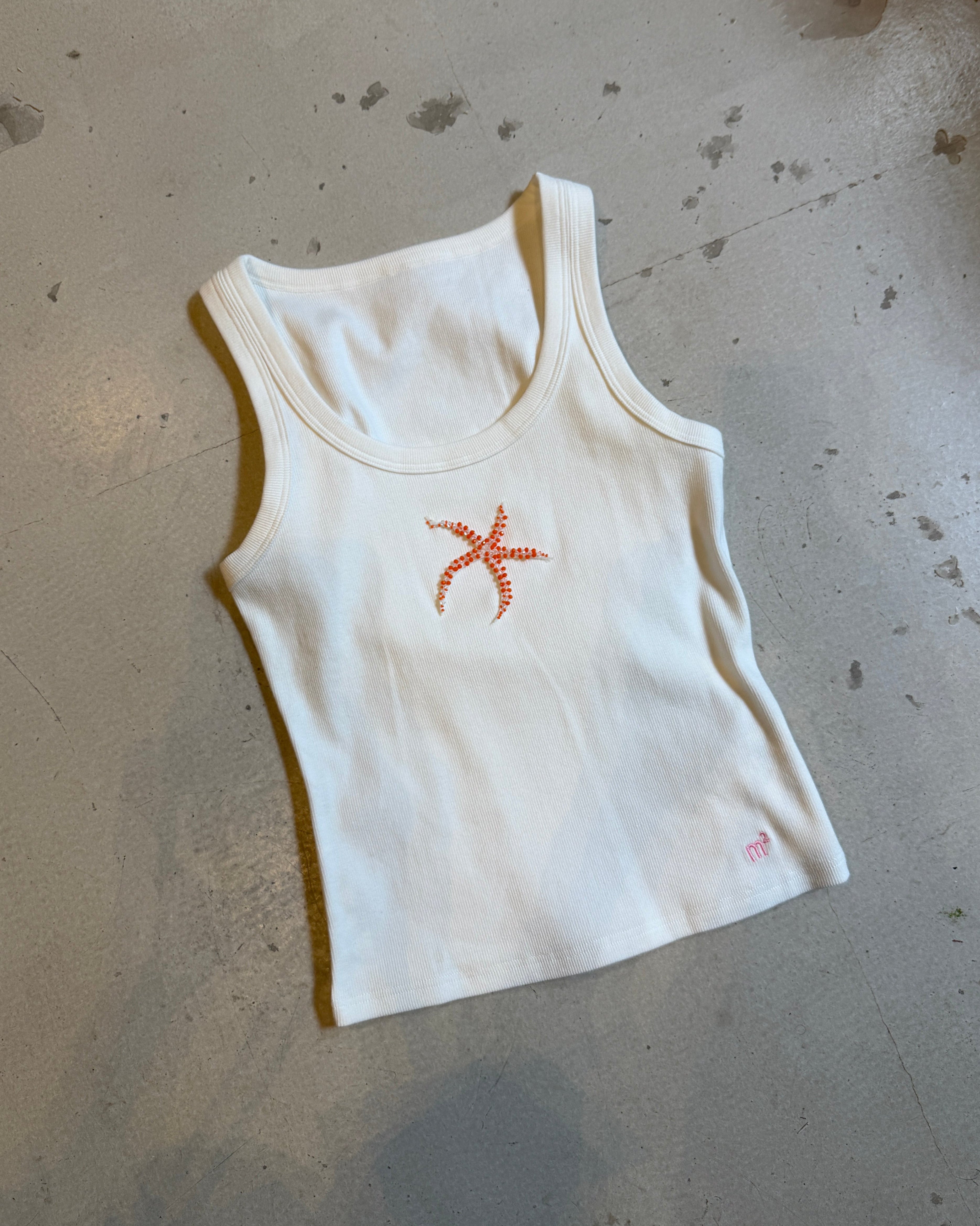 EMBROIDERED TANK TOP - ORANGE STARFISH