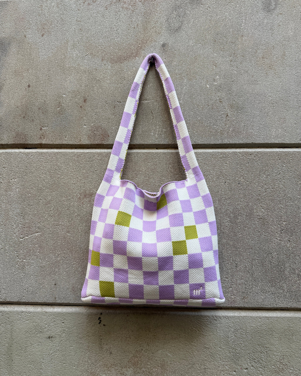 CHECKERED SHOULDER BAG - LILAC&CREAM