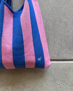 STRIPED SHOULDER BAG - BLUE&PINK