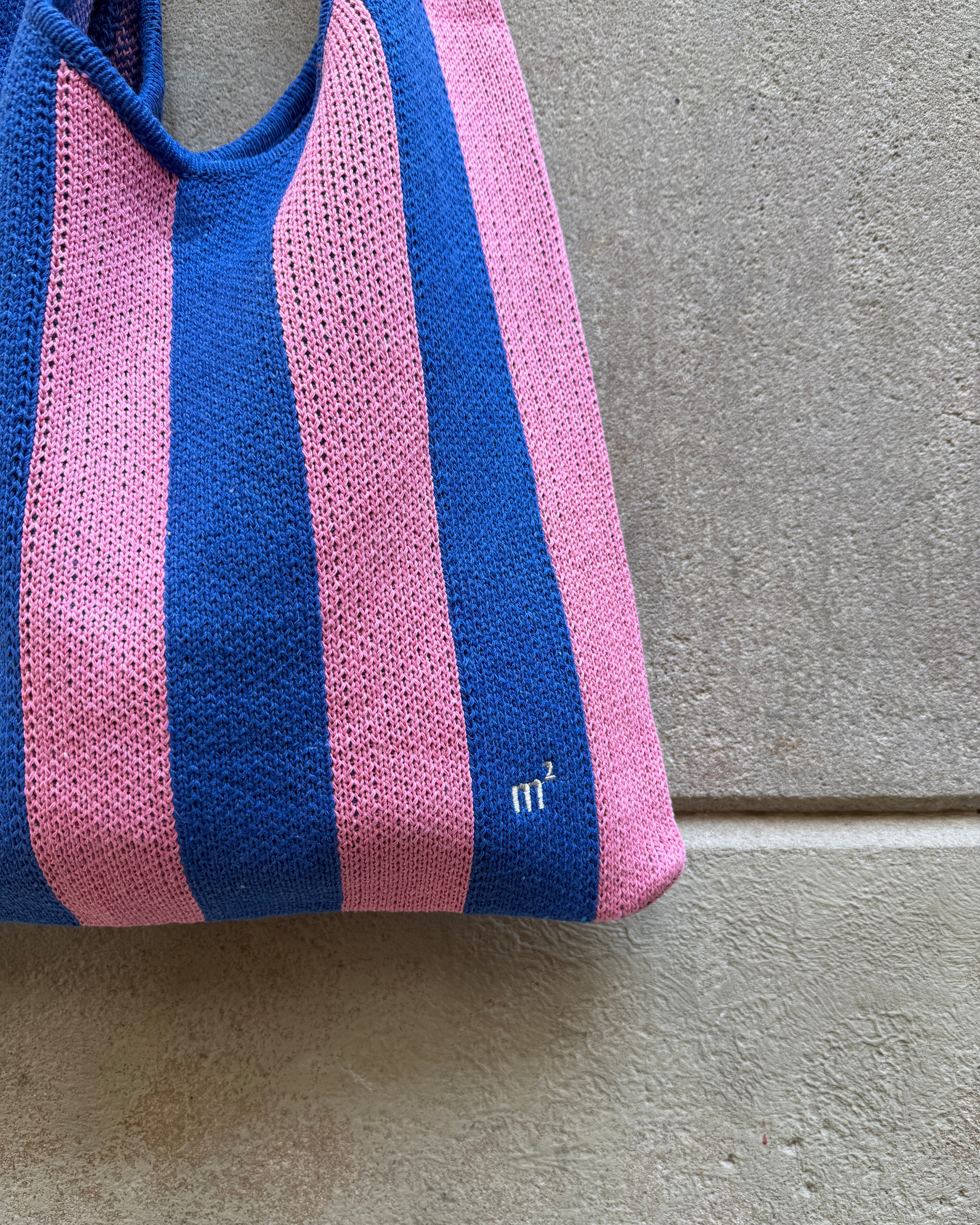 STRIPED SHOULDER BAG - BLUE&PINK