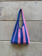 STRIPED SHOULDER BAG - BLUE&PINK