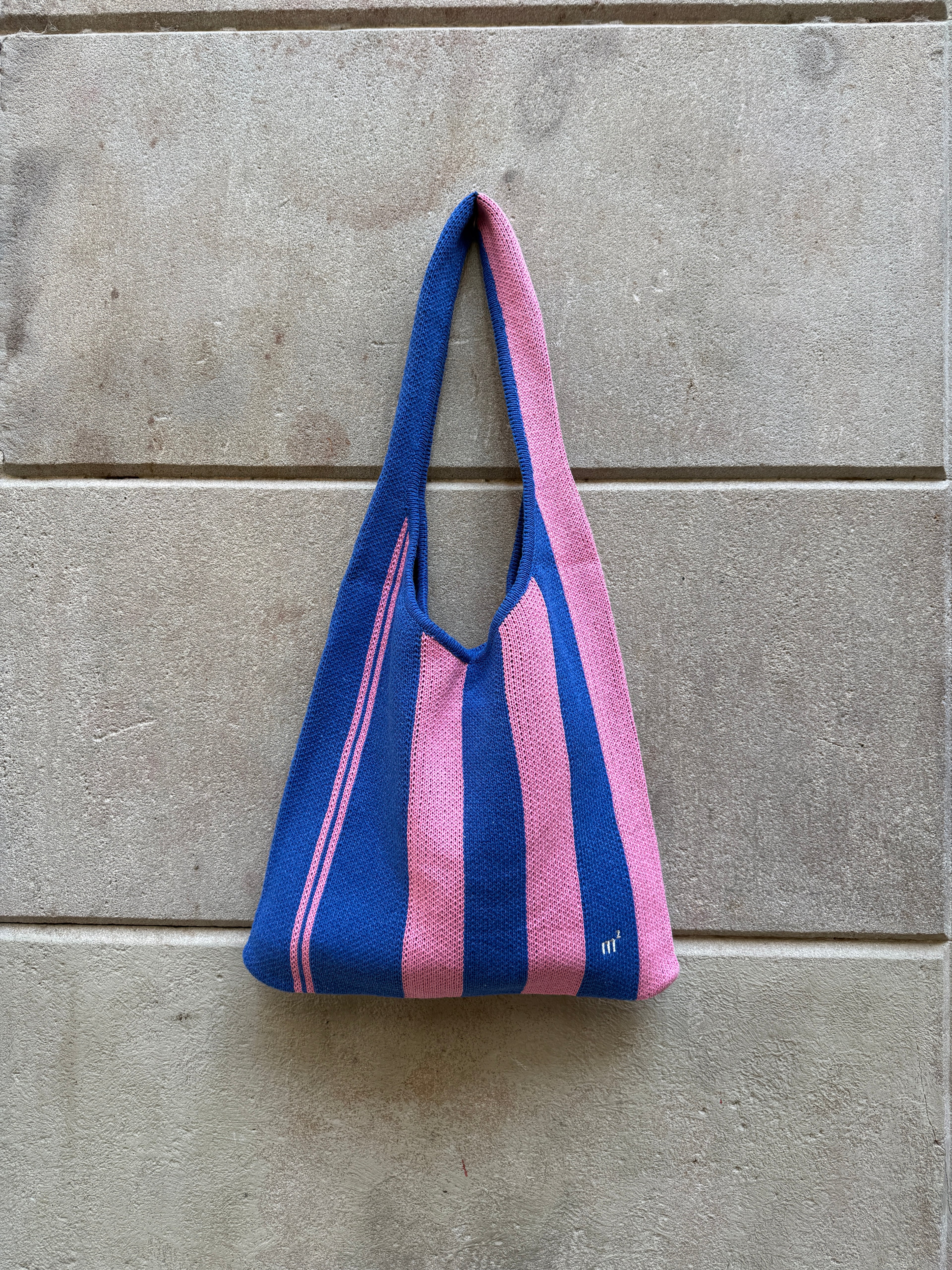 STRIPED SHOULDER BAG - BLUE&PINK