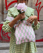 CHECKERED MARKET BAG - STRAWBERRY&PISTACCHIO