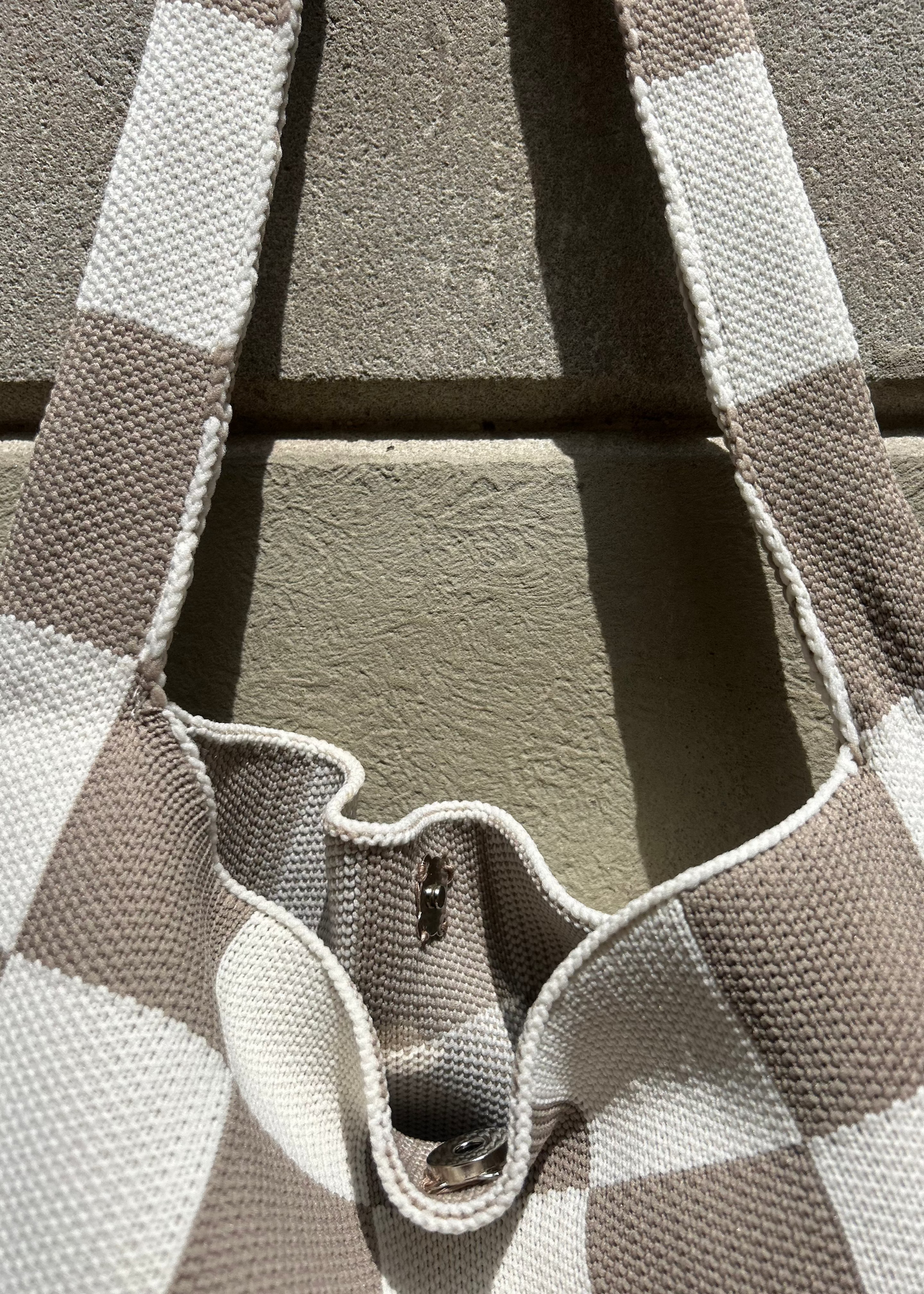 CHECKED SHOULDER BAG - GREY&CREAM