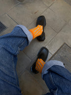 SHEER SOCKS - STRIP&CHECK ORANGE
