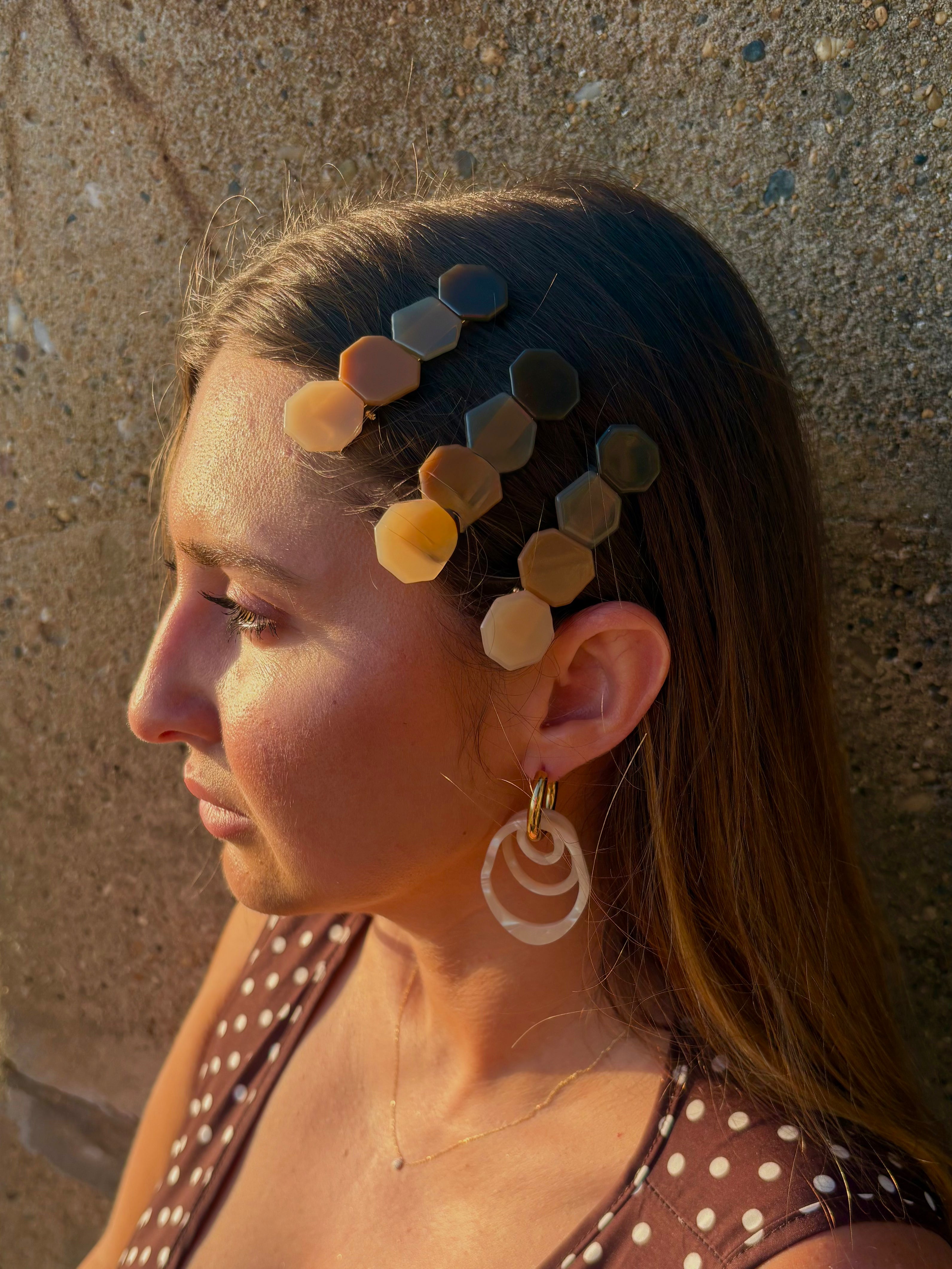 HAIR CLIP - MARBLED BROWN