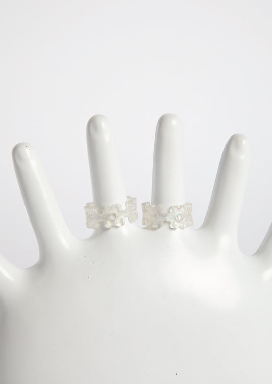FLOWERS RING - PEARL TRANSPARENT