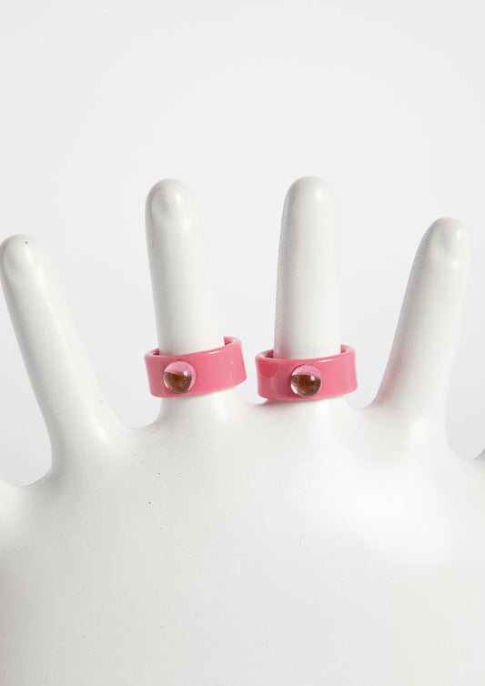 HALF STONE RING - FUCHSIA