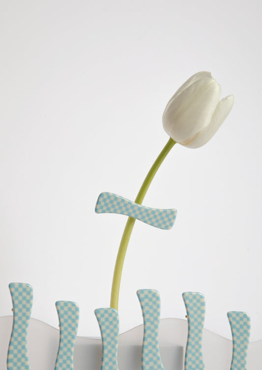 CHECKED HAIR CLIP - BLUE&WHITE