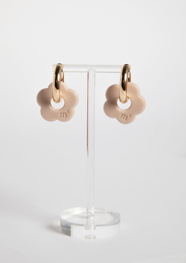 FLOWERS EARRINGS - LATTE
