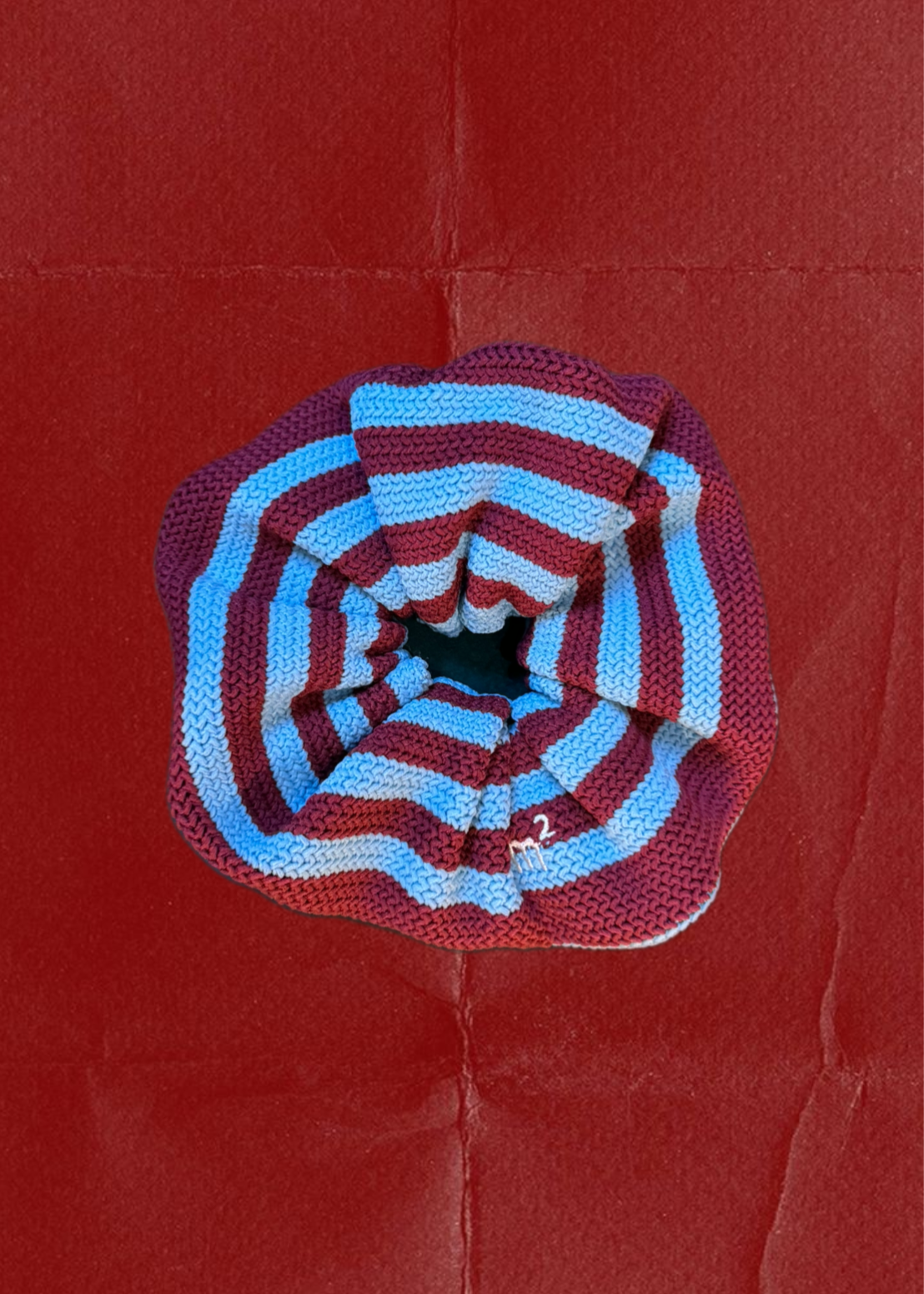 KNITTED SCRUNCHIE - BLUE&BURDEOS