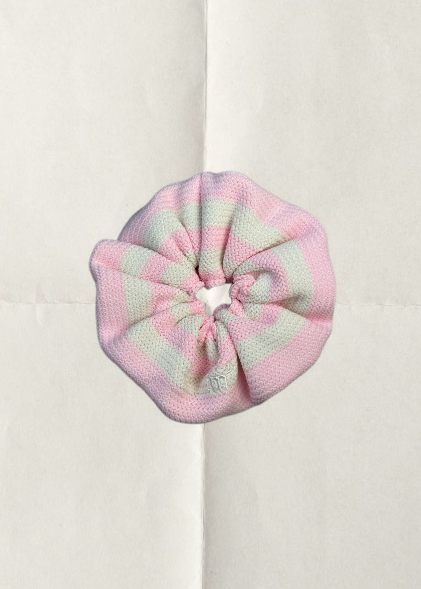 KNITTED SCRUNCHIE - PINK&CREAM