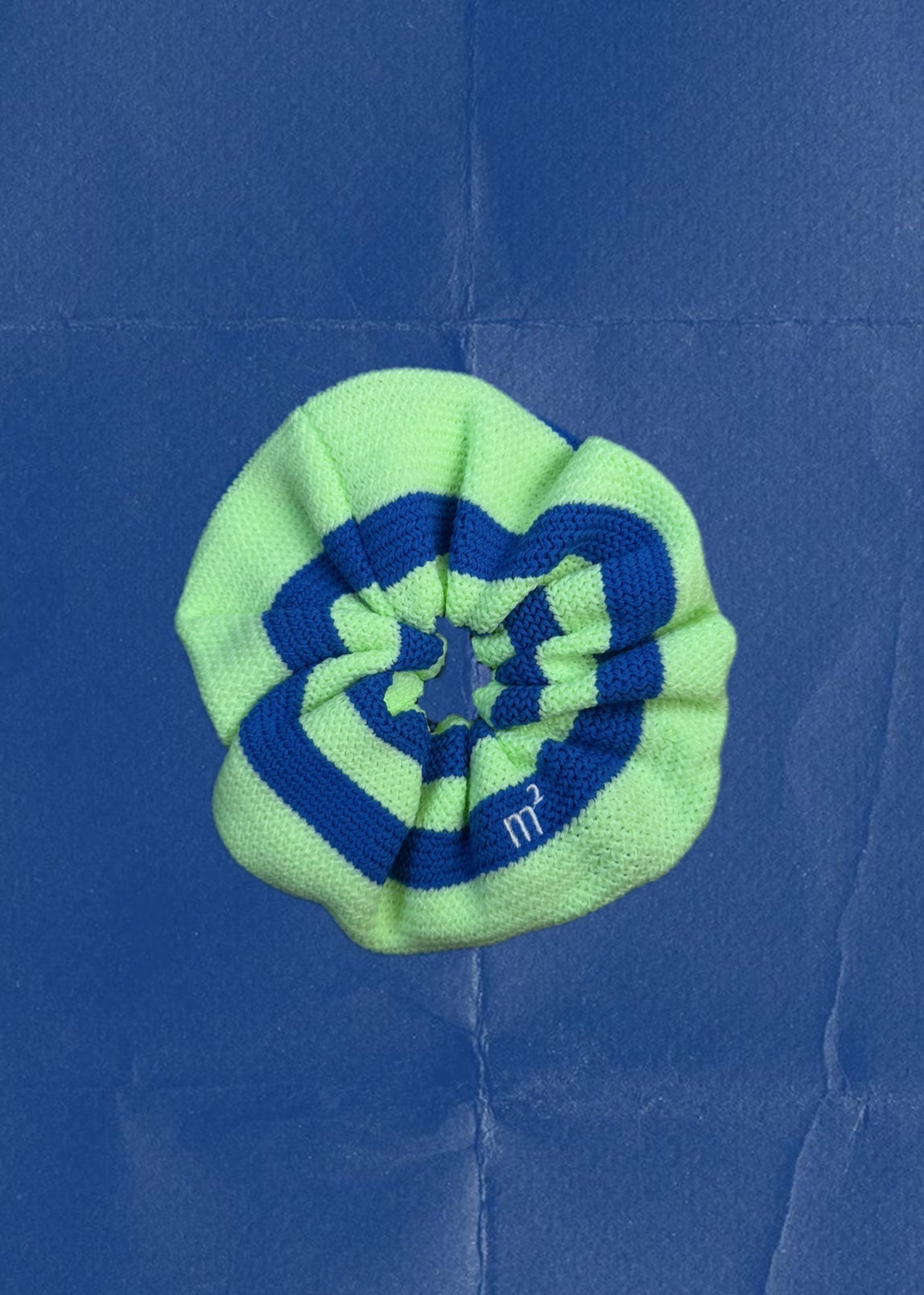 KNITTED SCRUNCHIE - BLUE&ELECTRICGREEN