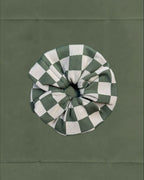 KNITTED SCRUNCHIE - DARKGREEN&BEIGE