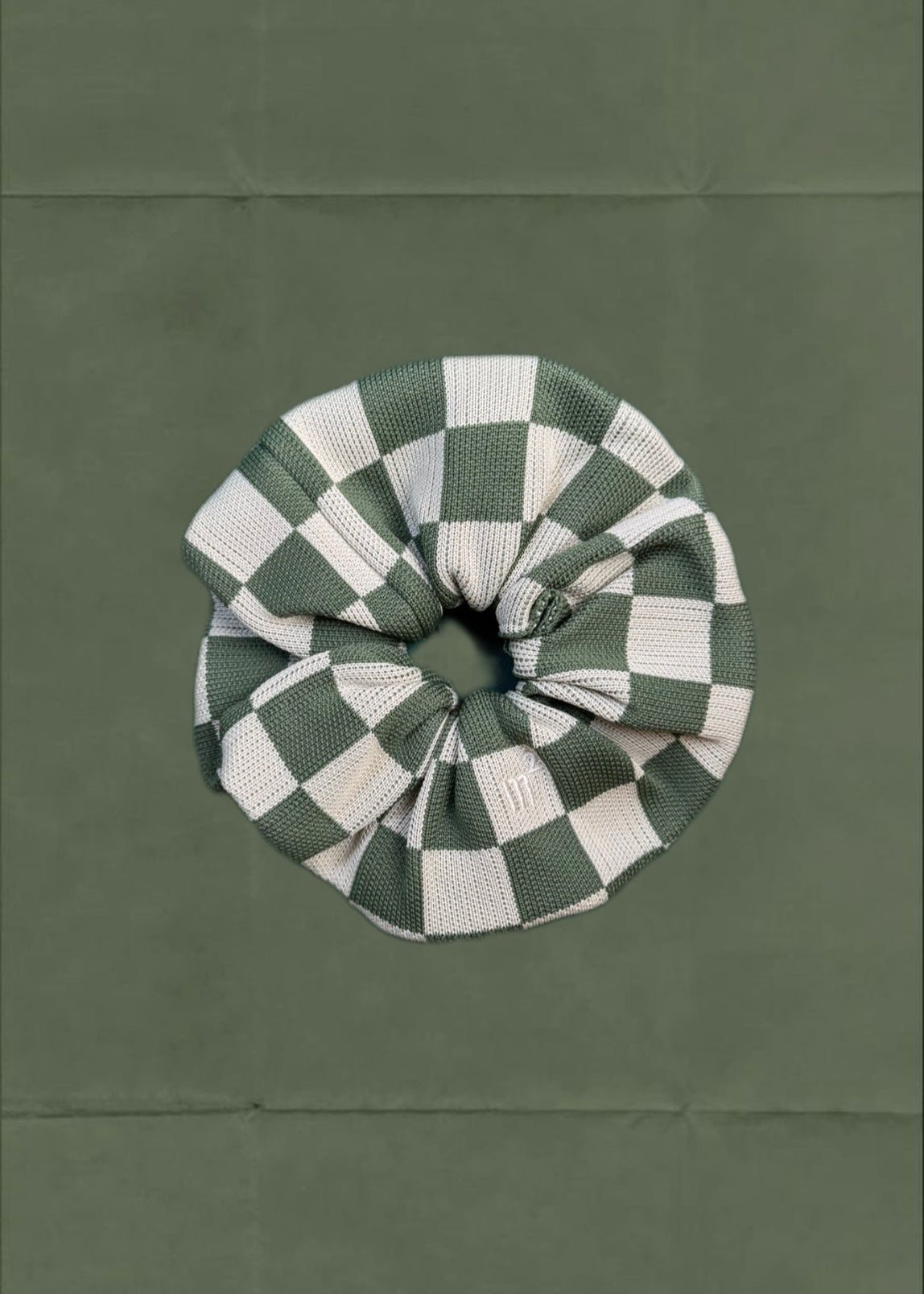 KNITTED SCRUNCHIE - DARKGREEN&BEIGE