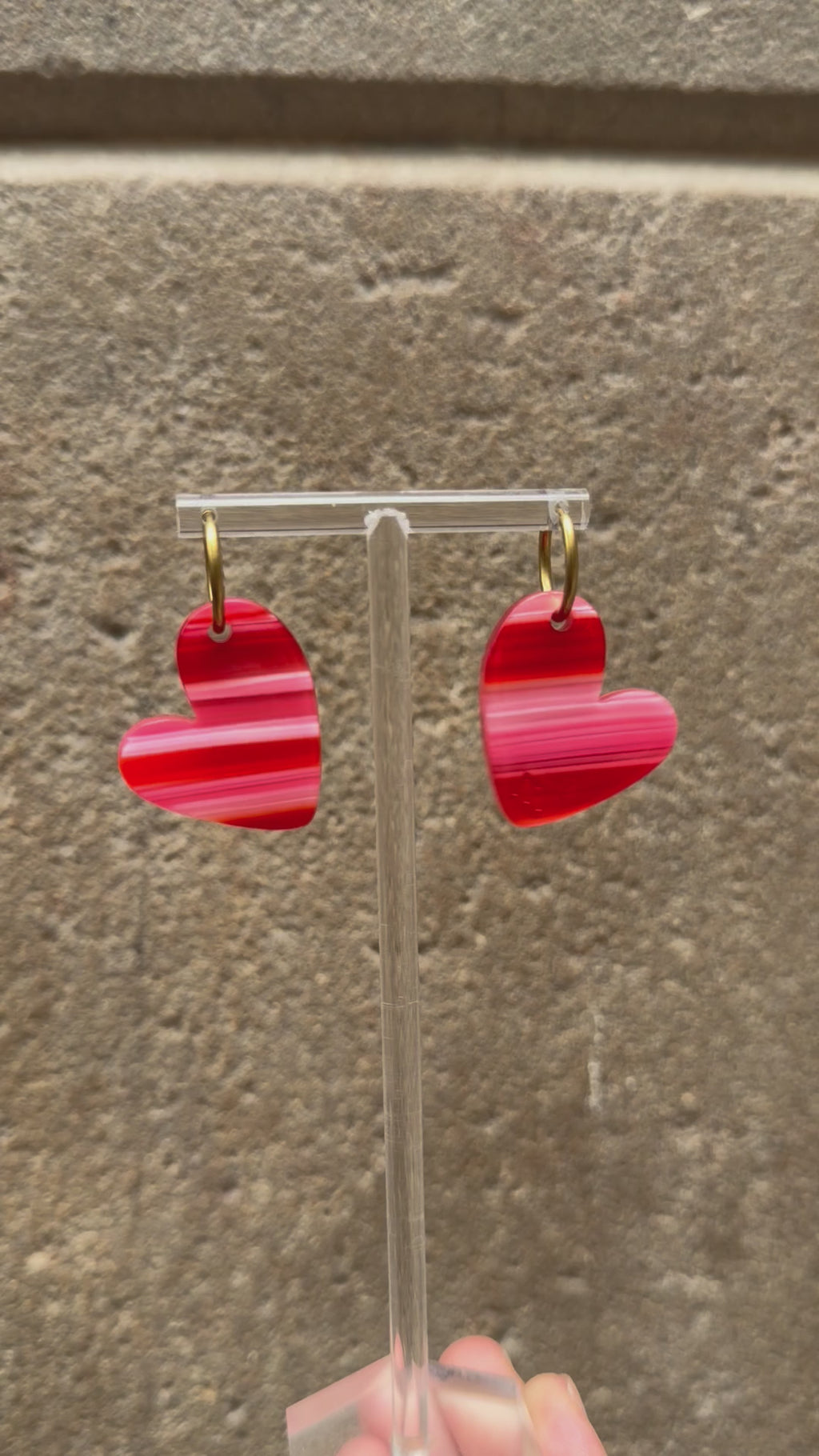 HEART EARRINGS - RED&PINK